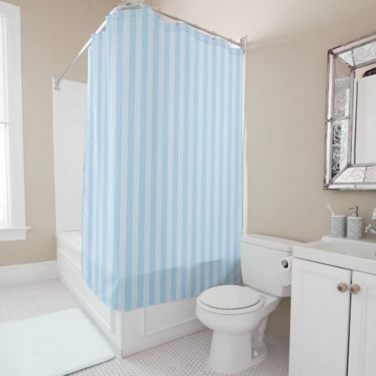 Beach Style Light Blue Striped Shower Curtain シャワーカーテン (インサイチュ)