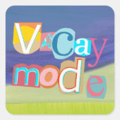 Beach Style Retro Vacay Mode スクエアシール (正面)