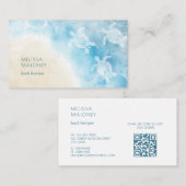 Beach Style White Turtles Scan QR Code 名刺 (正面/裏面)