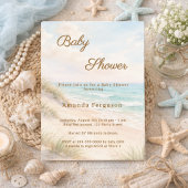 Beach summer coastal Baby Shower 招待状
