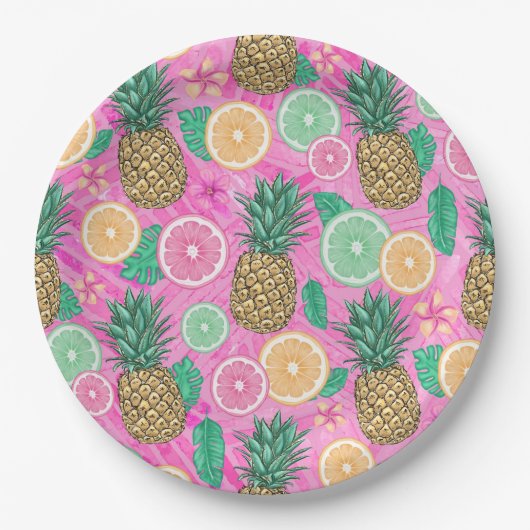 Beach Summer Pattern  ペーパープレート (正面)