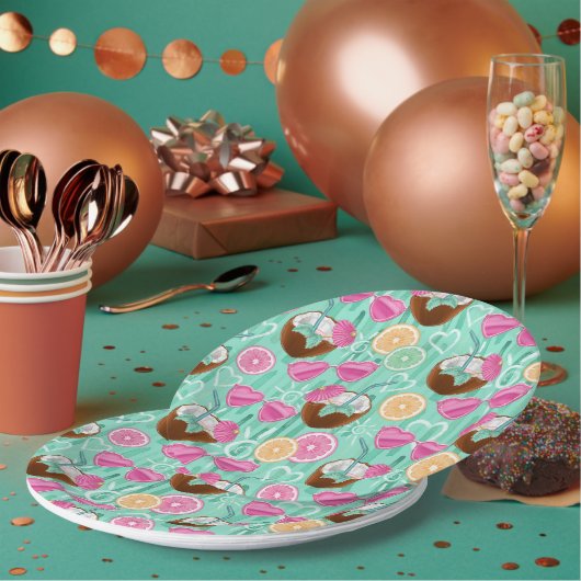 Beach Summer Pattern ペーパープレート (複数)