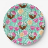 Beach Summer Pattern ペーパープレート (正面)