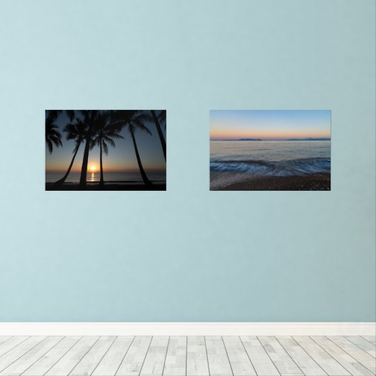 Beach Sunrise Wall Art – Set of Ocean Prints (ウッドフロア)