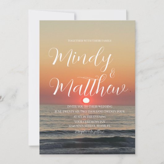 Beach Sunset Destination Wedding Invitation 招待状 (正面)
