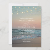 Beach Sunset Elegant Destination QR Code Wedding 招待状 (正面)