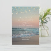 Beach Sunset Elegant Destination QR Code Wedding 招待状 (スタンド正面)