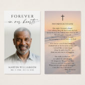 Beach Sunset Footprints Poem Sympathy Prayer Card (正面&裏面)