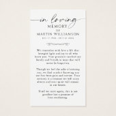 Beach Sunset Funeral Memorial Sympathy Prayer Card (裏面)