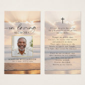 Beach Sunset In Loving Memory Photo Prayer Card (正面&裏面)