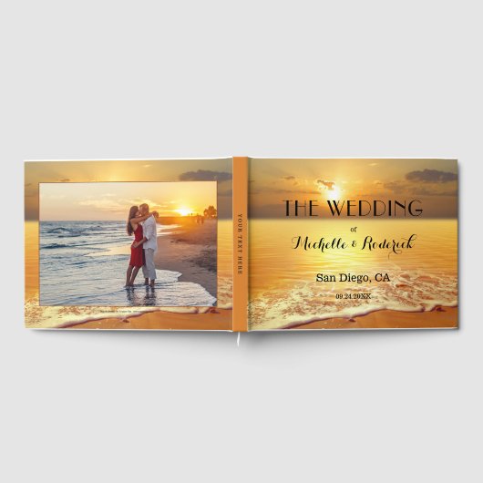 Beach Sunset Personalized Photo Wedding Guest Book ゲストブック (全面)