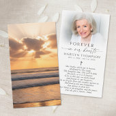 Beach Sunset Photo Cross Funeral Prayer Card