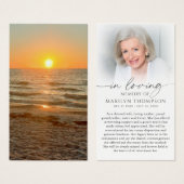 Beach Sunset Photo Funeral Sympathy Prayer Card (正面&裏面)