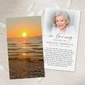 Beach Sunset Photo Funeral Sympathy Prayer Card