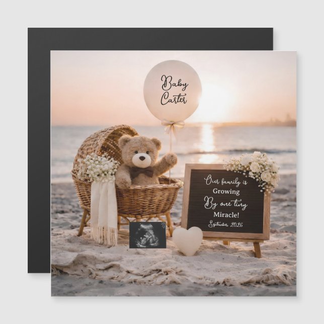 beach sunset pregnancy announcement teddy keepsake (正面/裏面)