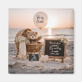 beach sunset pregnancy announcement teddy keepsake マグネット (正面)
