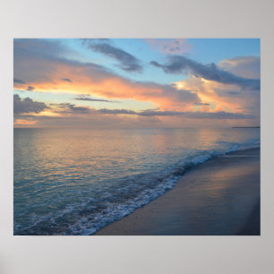 Beach Sunset Reflections On The Water Photographic ポスター