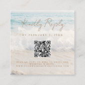 Beach Sunset Seaside Wedding Scan Code RSVP エンクロージャーカード (正面)