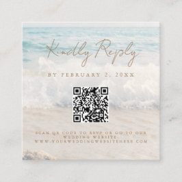 Beach Sunset Seaside Wedding Scan Code RSVP エンクロージャーカード
