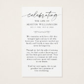 Beach Sunset Sympathy Funeral Prayer Card (裏面)