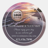 Beach Sunset Thank You ラウンドシール (正面)