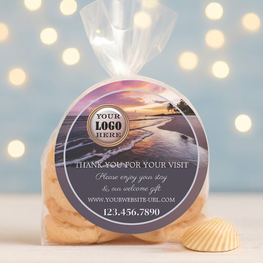 Beach Sunset Thank You ラウンドシール