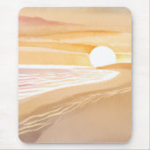 Beach Sunset Watercolor | Beautiful Yellow Ocean マウスパッド (正面)