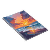 Beach Sunset Watercolor Ocean Painting ノートブック (右側)