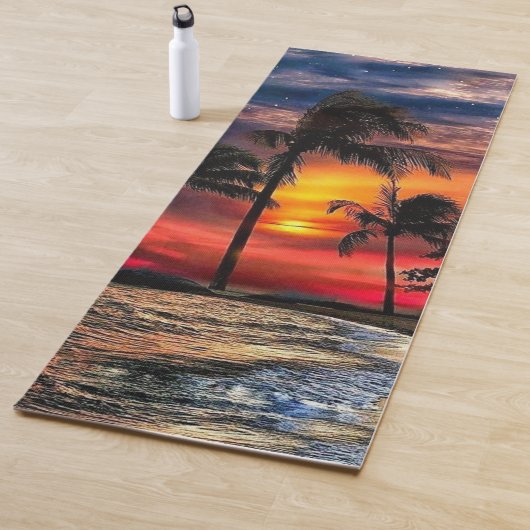 Beach Sunset Yoga Mat with Palm Trees ヨガマット (インサイチュ)
