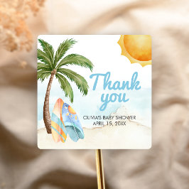 Beach Surf Baby on Board Baby Shower スクエアシール