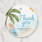 Beach Surf Baby on Board Baby Shower フェイバータグ (正面)