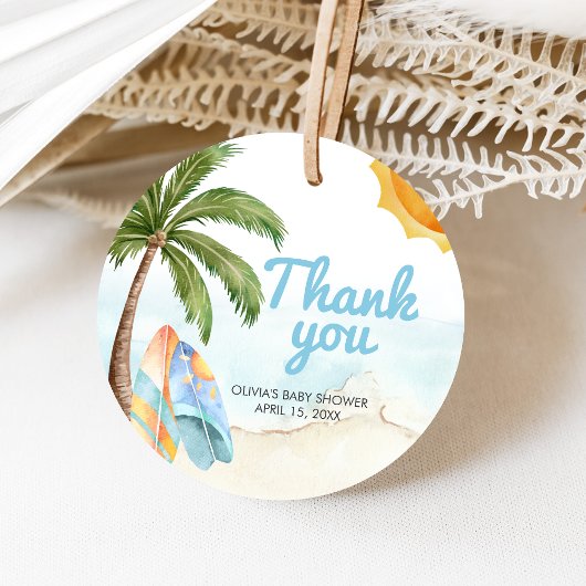 Beach Surf Baby on Board Baby Shower フェイバータグ