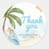 Beach Surf Baby on Board Baby Shower ラウンドシール (正面)