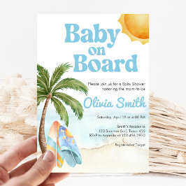 Beach Surf Baby on Board Baby Shower 招待状