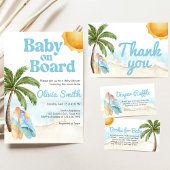 Beach Surf Baby on Board Baby Shower 招待状