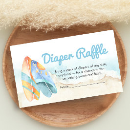 Beach Surf Baby on Board Baby Shower Diaper Raffle エンクロージャーカード