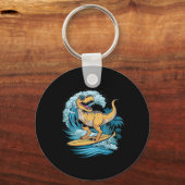 Beach Surfing Dinosaur T-rex Surfer  キーホルダー (正面)