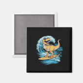 Beach Surfing Dinosaur T-rex Surfer  マグネット (正面/裏面)