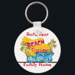 Beach Theme Family Reunion Personalized Keychain キーホルダー<br><div class="desc">Fun Summer Beach reunion theme, with palm trees, surf boards and a woody. This is a great Beach design for you when you need something unique for your family reunion, class reunion or company picnic. We have left it intentionally blank as far as what type of reunion it is, so...</div>