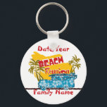 Beach Theme Family Reunion Personalized Keychain キーホルダー<br><div class="desc">Fun Summer Beach reunion theme, with palm trees, surf boards and a woody. This is a great Beach design for you when you need something unique for your family reunion, class reunion or company picnic. We have left it intentionally blank as far as what type of reunion it is, so...</div>
