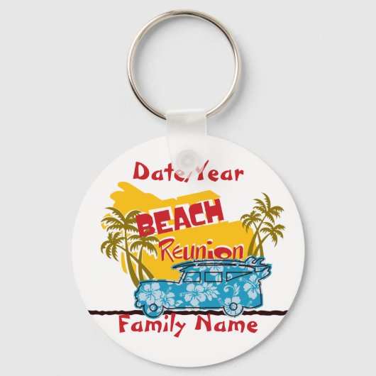 Beach Theme Family Reunion Personalized Keychain キーホルダー (正面)