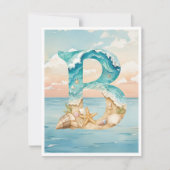 Beach Theme Initial Birthday Digital Download 招待状 (正面)