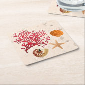 Beach theme party スクエアペーパーコースター (アングル)