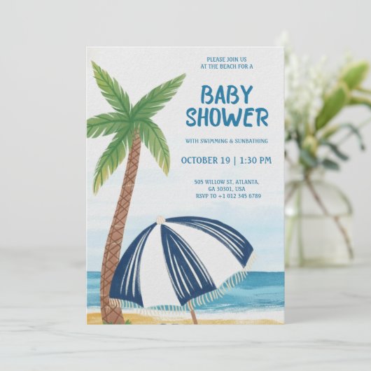 Beach-themed baby shower Invitation 招待状 (スタンド正面)