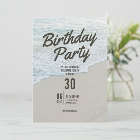 Beach Themed Birthday Party Invitation (スタンド正面)