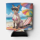 Beach themed for Siamese Cat lovers 缶クーラー (正面)