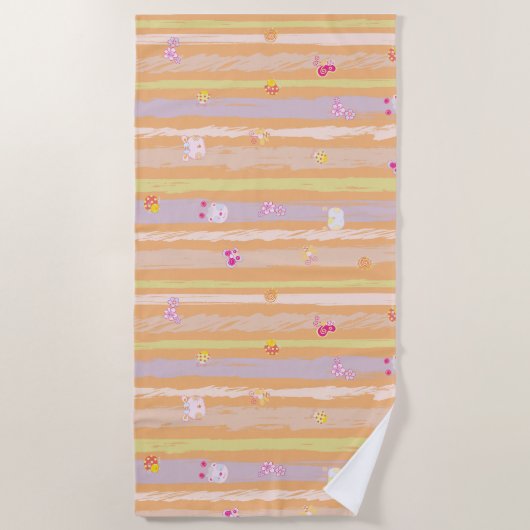 Beach Towel – Baby Joy & Creatures Pastel Animal ビーチタオル (正面)
