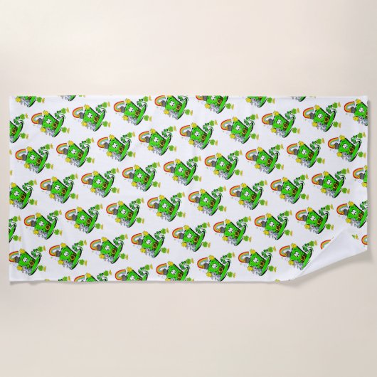 Beach Towel Happy St. Patrick's Day Rabbit ビーチタオル (正面)