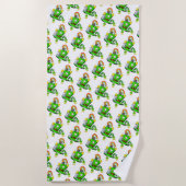 Beach Towel Happy St. Patrick's Day Rabbit ビーチタオル (正面)