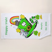 Beach Towel Happy St. Patrick's Day Rabbit ビーチタオル (正面)